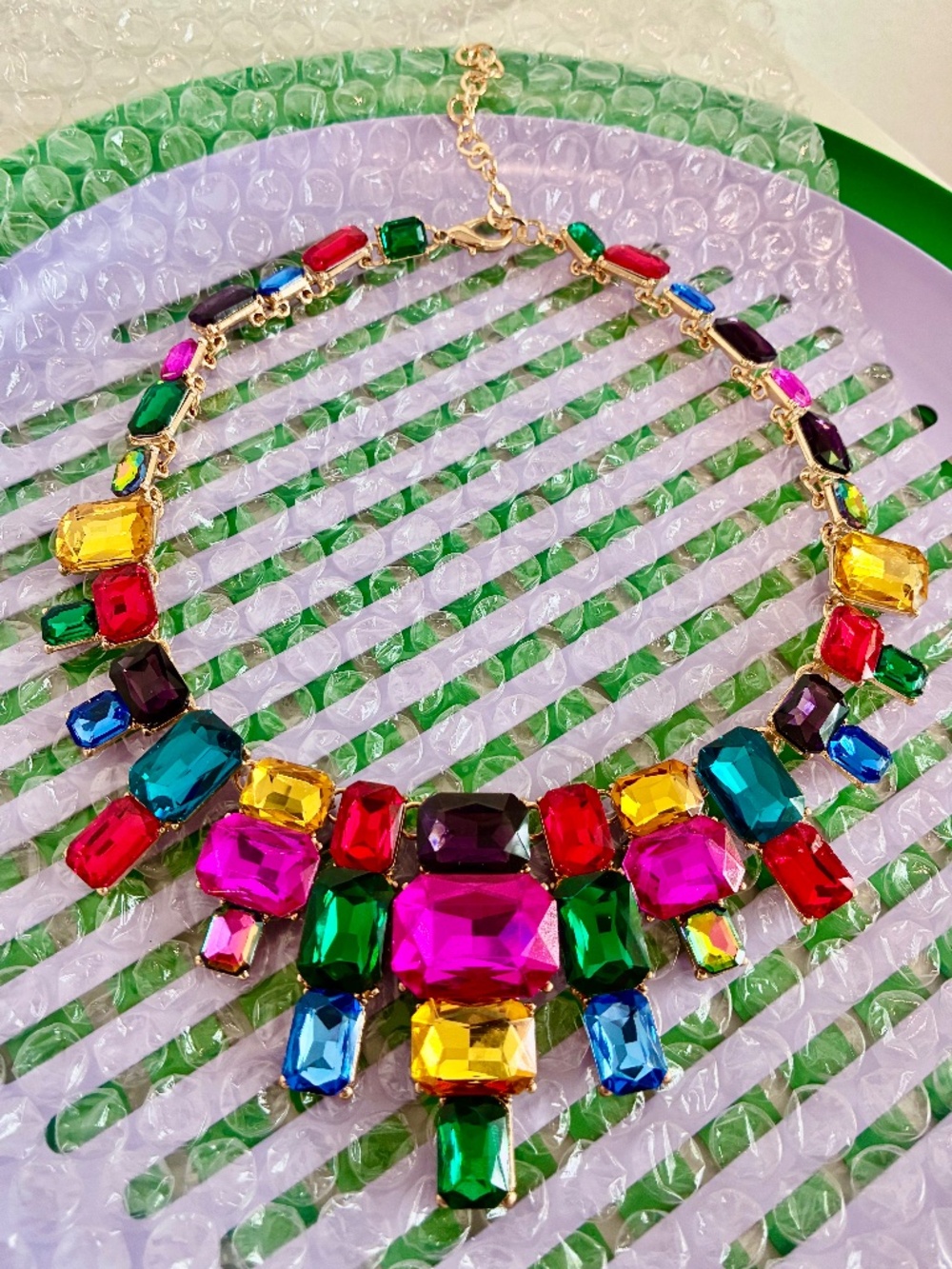 Handmade Multicolor Glass Statement Choker ~NEW